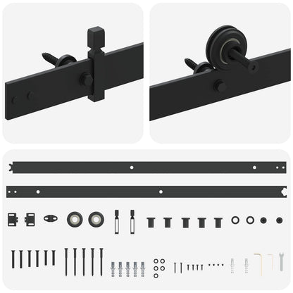 vidaXL Sliding Door Hardware Kit 200 cm Steel Black