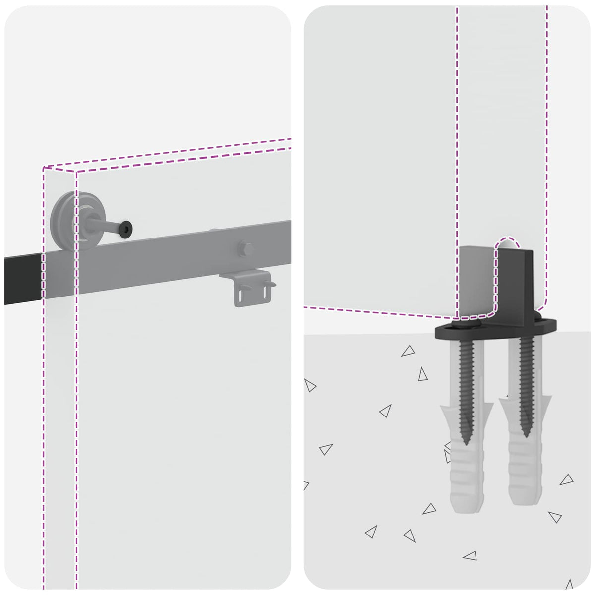 vidaXL Sliding Door Hardware Kit 200 cm Steel Black
