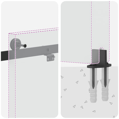 vidaXL Sliding Door Hardware Kit 200 cm Steel Black
