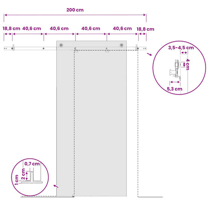 vidaXL Sliding Door Hardware Kit 200 cm Steel Black