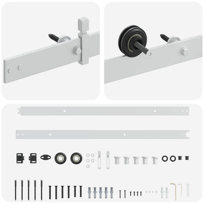 vidaXL Sliding Door Hardware Kit 152.4 cm Steel White
