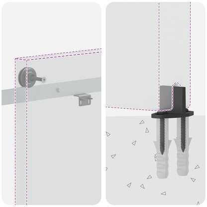vidaXL Sliding Door Hardware Kit 152.4 cm Steel White