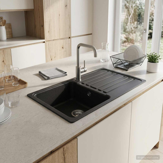 vidaXL Kitchen Sink with Drainer Granite 76.5 cm x 46 cm x 28 cm