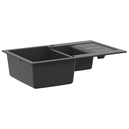 vidaXL Kitchen Sink Double Basin Granite 80 x 50 x 30.5 cm Graphite