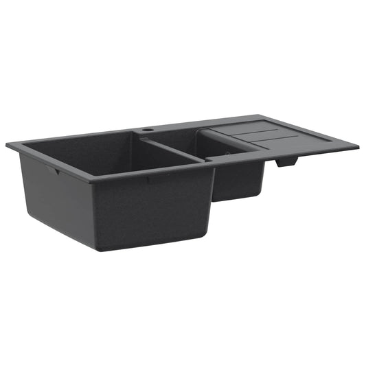 vidaXL Kitchen Sink Double Basin Granite 80 x 50 x 30.5 cm Graphite