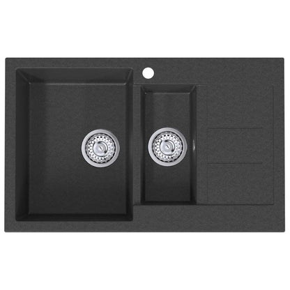 vidaXL Kitchen Sink Double Basin Granite 80 x 50 x 30.5 cm Graphite