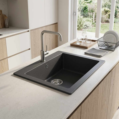vidaXL Kitchen Sink Single Basin Granite 42.5 x 50 x 31 cm Graphite