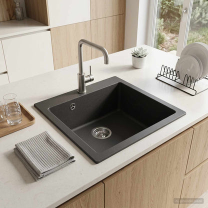 vidaXL Kitchen Sink Single Basin Granite 42.5 x 50 x 31 cm Graphite