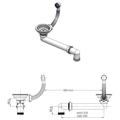 vidaXL Kitchen Sink Single Basin Granite 42.5 x 50 x 31 cm Graphite