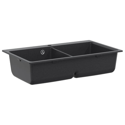 vidaXL Kitchen Sink Double Basin Granite 86 x 51 x 30 cm Graphite