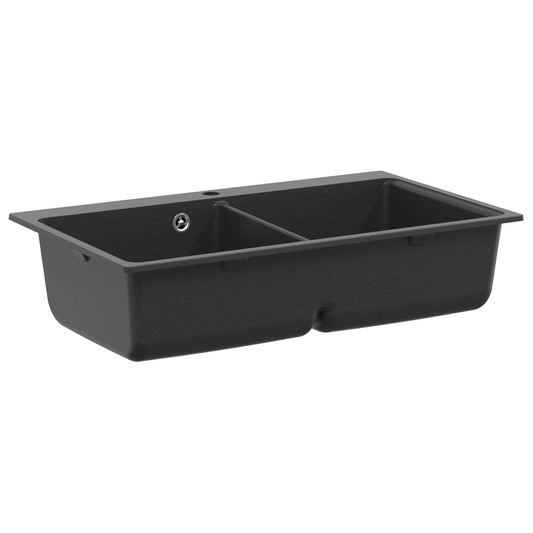 vidaXL Kitchen Sink Double Basin Granite 86 x 51 x 30 cm Graphite