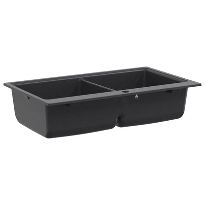 vidaXL Kitchen Sink Double Basin Granite 86 x 51 x 30 cm Graphite