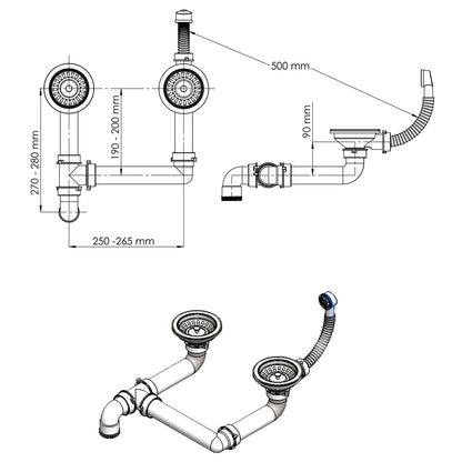 vidaXL Kitchen Sink Double Basin Granite 86 x 51 x 30 cm Graphite
