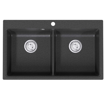 vidaXL Kitchen Sink Double Basin Granite 86 x 51 x 30 cm Graphite