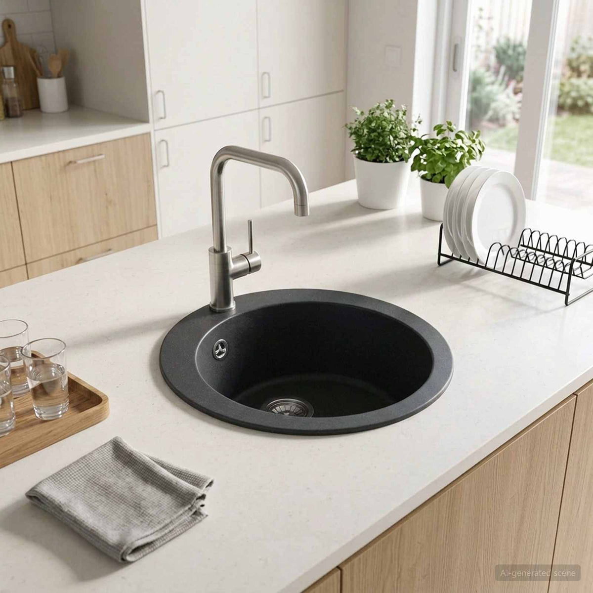 vidaXL Kitchen Sink Single Basin Granite 50.5 x 29 cm Graphite