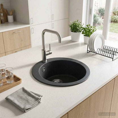 vidaXL Kitchen Sink Single Basin Granite 50.5 x 29 cm Graphite
