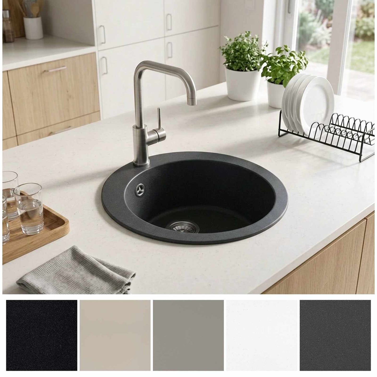 vidaXL Kitchen Sink Single Basin Granite 50.5 x 29 cm Graphite