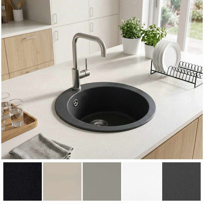 vidaXL Kitchen Sink Single Basin Granite 50.5 x 29 cm Graphite