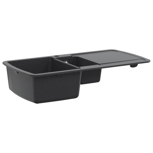 vidaXL Kitchen Sink Double Basin Granite 96 x 50 x 31 cm Graphite
