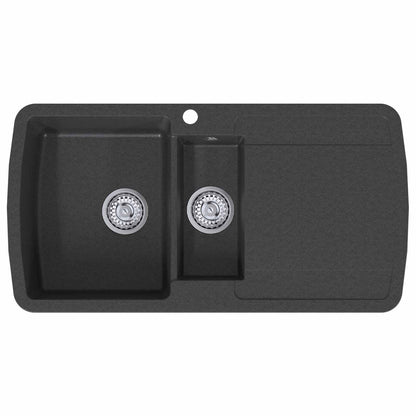 vidaXL Kitchen Sink Double Basin Granite 96 x 50 x 31 cm Graphite