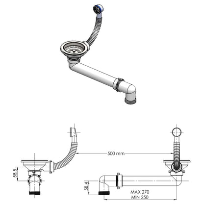 vidaXL Kitchen Sink Single Basin Granite 42 x 46 x 31 cm Graphite