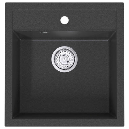 vidaXL Kitchen Sink Single Basin Granite 49 x 51 x 30.5 cm Graphite