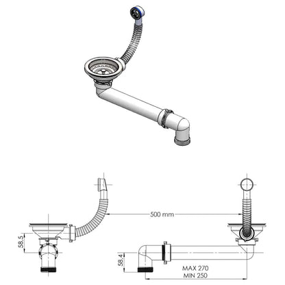 vidaXL Kitchen Sink Single Basin Granite 79.5 x 50.5 x 20 cm Graphite