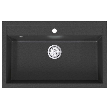 vidaXL Kitchen Sink Single Basin Granite 79.5 x 50.5 x 20 cm Graphite