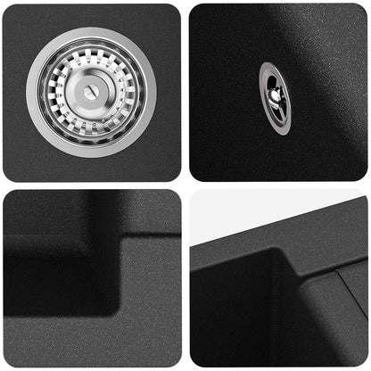 vidaXL Kitchen Sink Single Basin Granite 62 x 50 x 20 cm Graphite