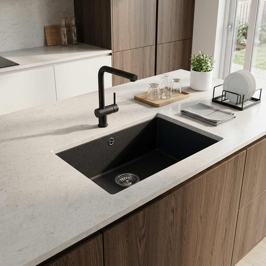 vidaXL Kitchen Sink Single Basin Granite 47 x 44 x 19 cm Graphite