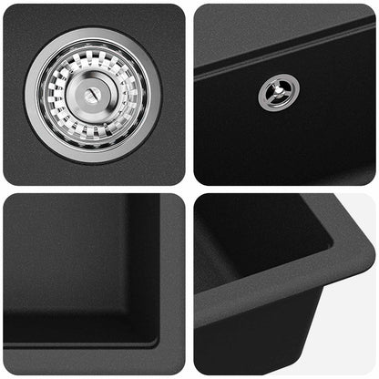 vidaXL Kitchen Sink Single Basin Granite 47 x 44 x 19 cm Graphite