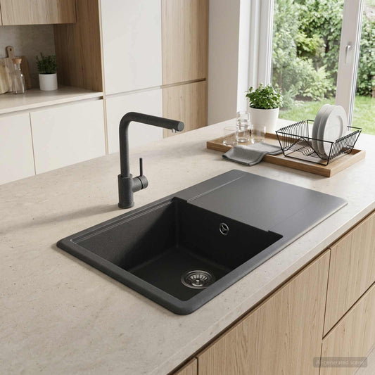 vidaXL Kitchen Sink Single Basin Granite 67 x 46 x 19 cm Graphite