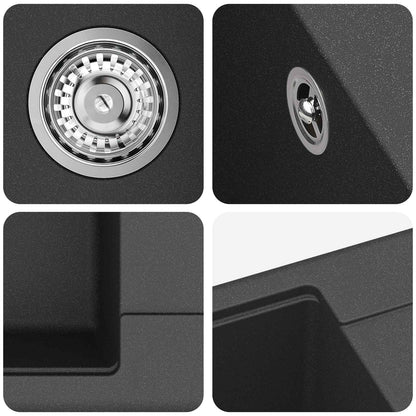 vidaXL Kitchen Sink Single Basin Granite 56 x 46 x 19 cm Graphite