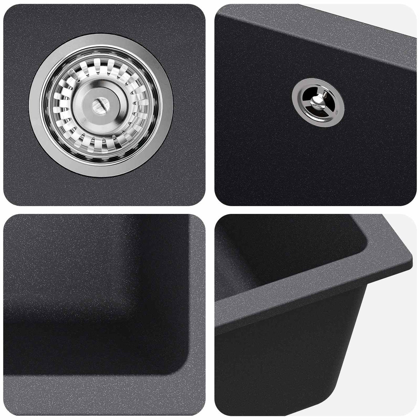 vidaXL Kitchen Sink Single Basin Granite 43 x 46 x 20 cm Graphite
