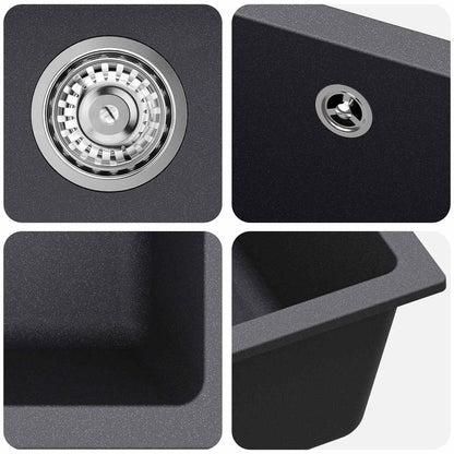 vidaXL Kitchen Sink Single Basin Granite 43 x 46 x 20 cm Graphite