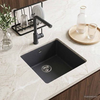 vidaXL Kitchen Sink Single Basin Granite 43 x 46 x 20 cm Graphite