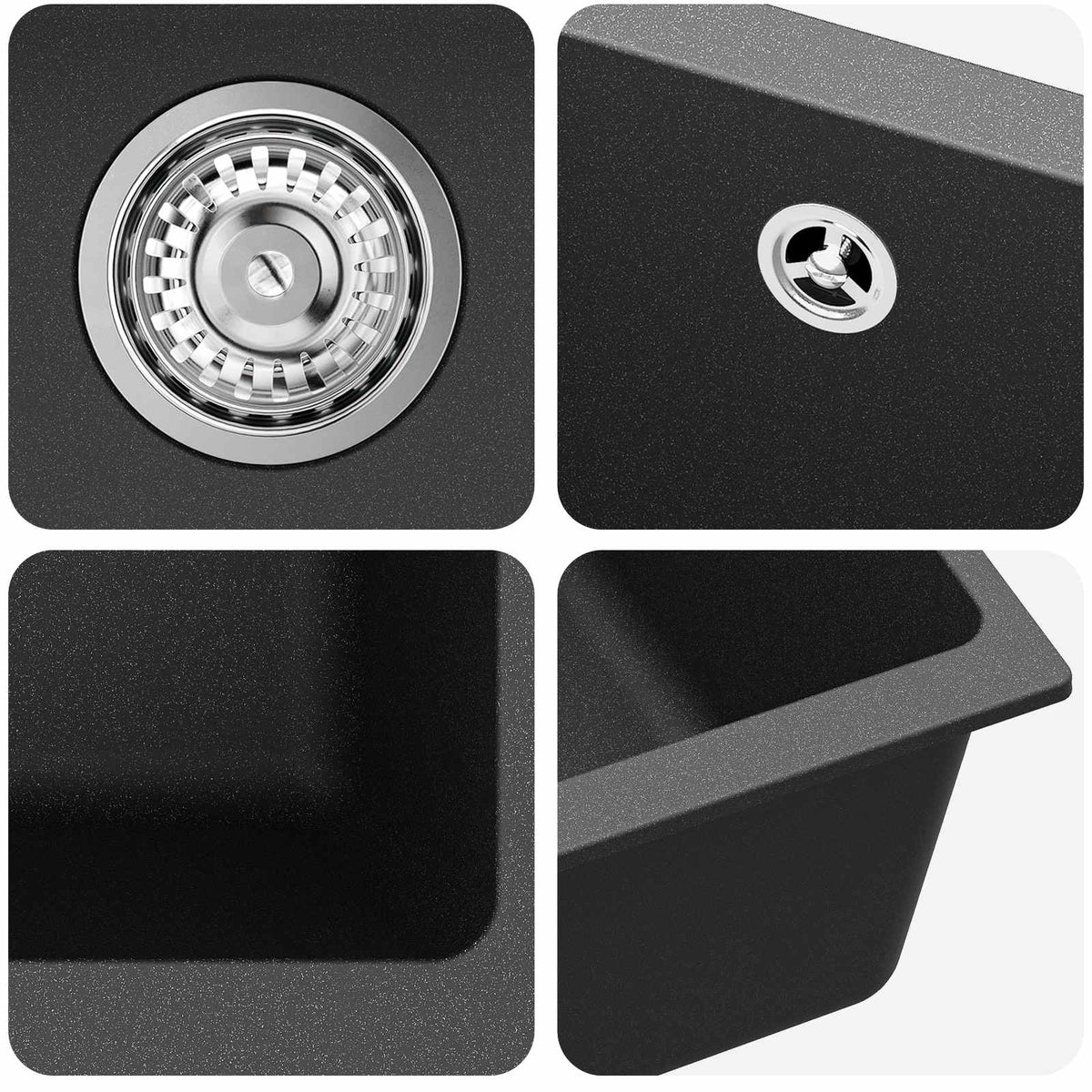 vidaXL Kitchen Sink Single Basin Granite 53 x 46 x 20 cm Graphite