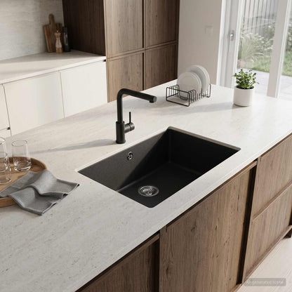 vidaXL Kitchen Sink Single Basin Granite 53 x 46 x 20 cm Graphite