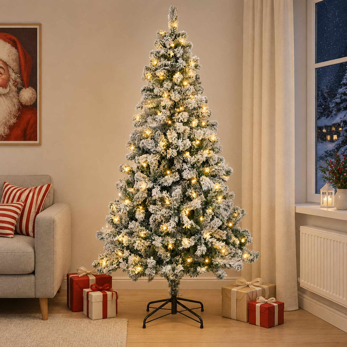 vidaXL Artificial Hinged Christmas Tree 120 cm 150 LEDs Warm White