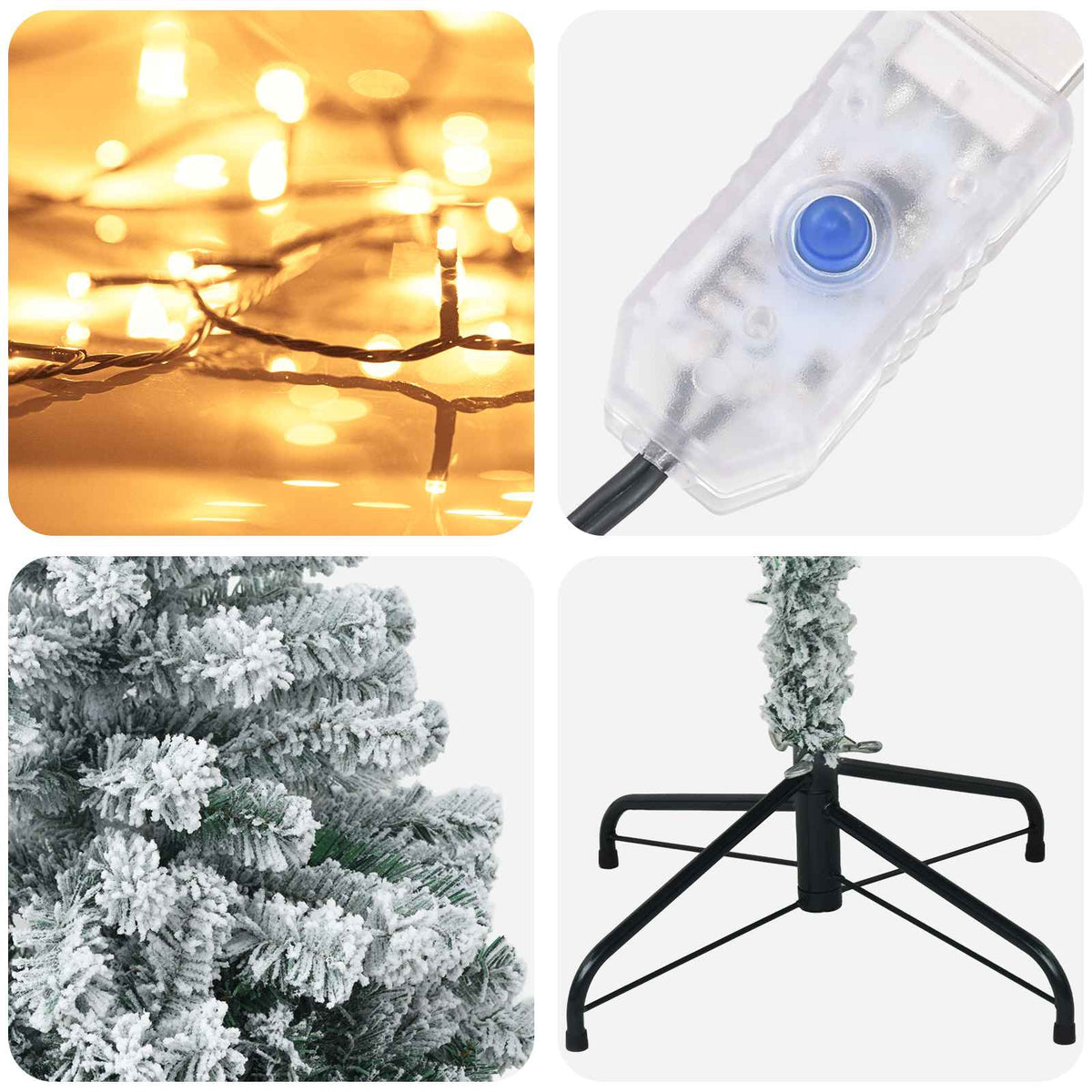 vidaXL Artificial Hinged Christmas Tree 120 cm 150 LEDs Warm White