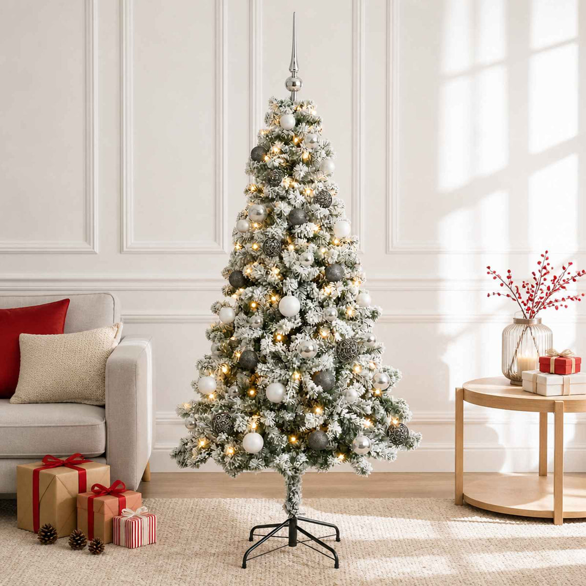 vidaXL Artificial Christmas Tree with Bauble 120 cm 150 LEDs
