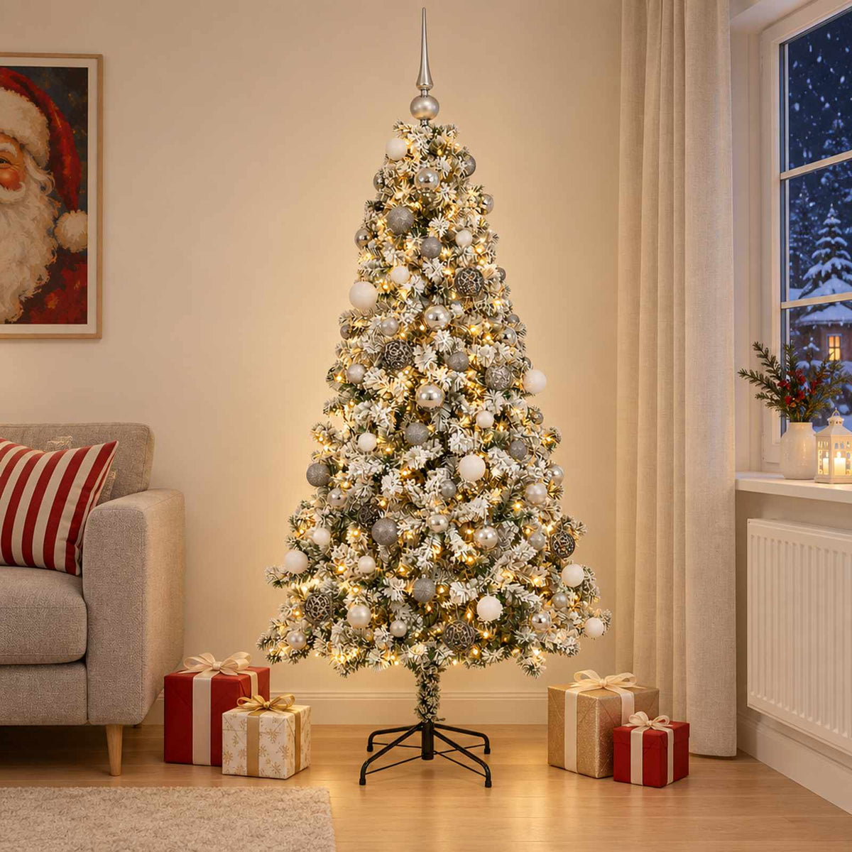 vidaXL Artificial Christmas Tree with Bauble 240 cm 300 LEDs