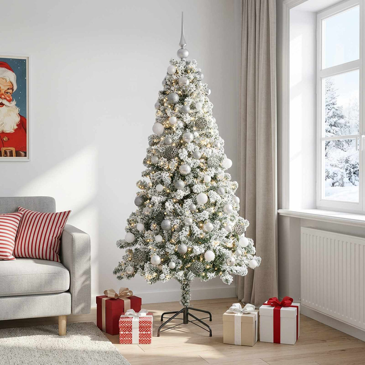vidaXL Artificial Christmas Tree with Bauble 240 cm 300 LEDs