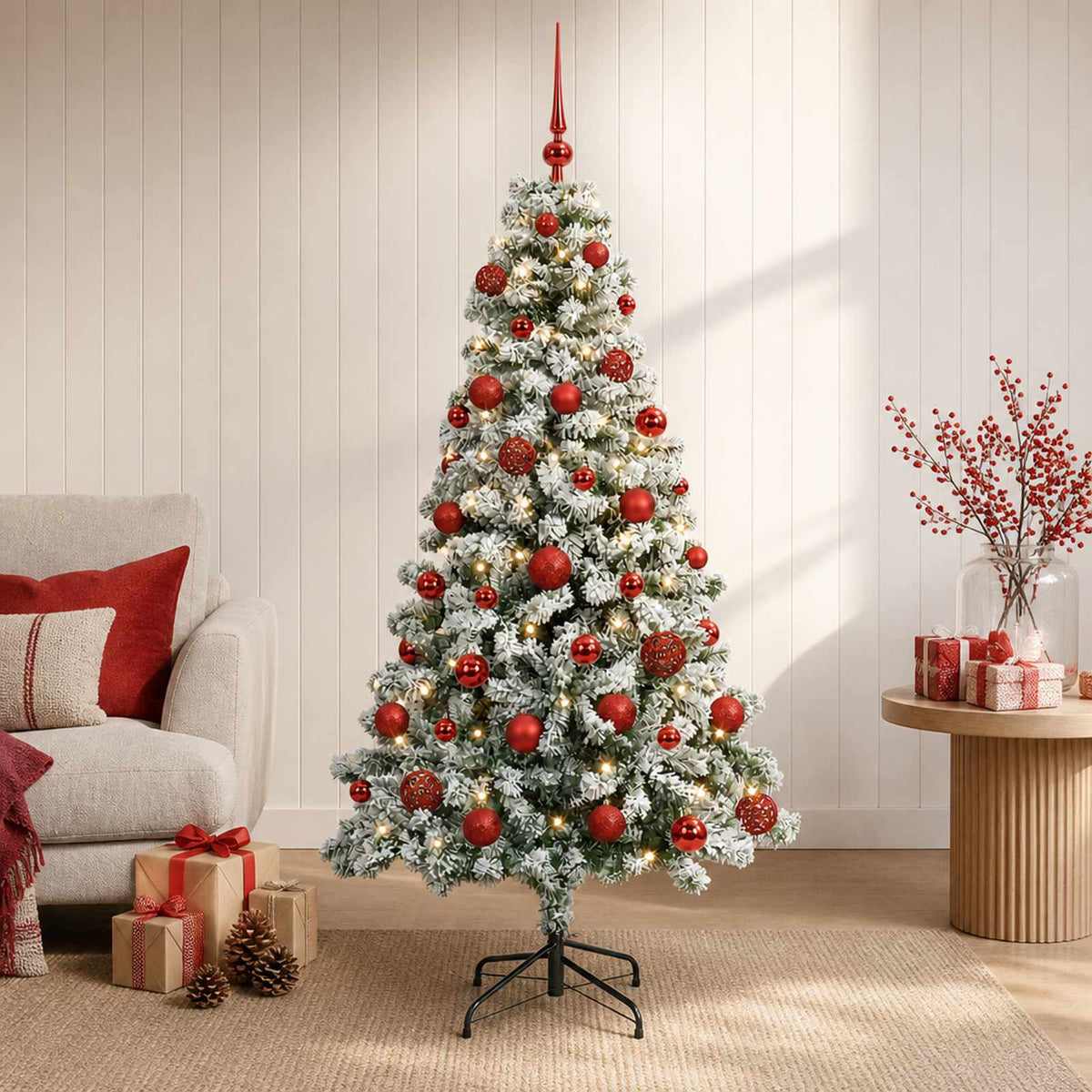 vidaXL Artificial Christmas Tree with Bauble 120 cm 150 LEDs