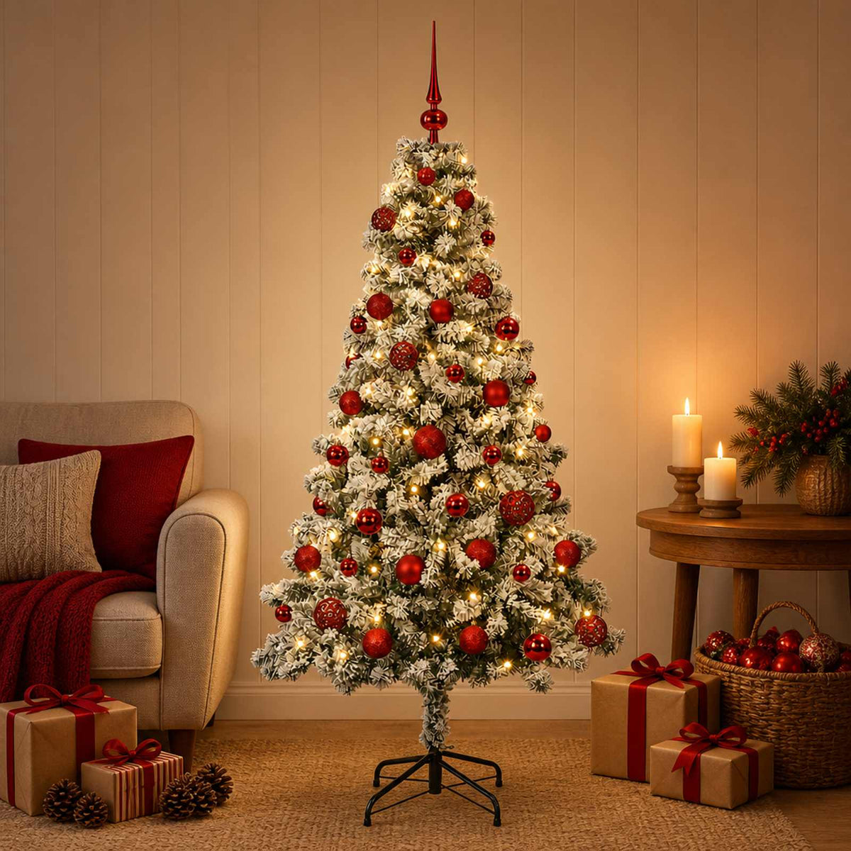 vidaXL Artificial Christmas Tree with Bauble 120 cm 150 LEDs