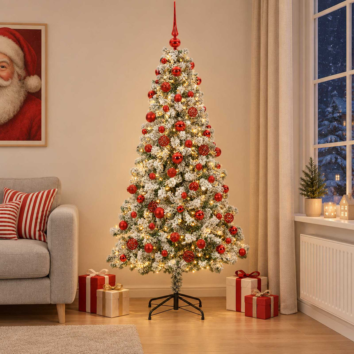 vidaXL Artificial Christmas Tree with Bauble 240 cm 300 LEDs