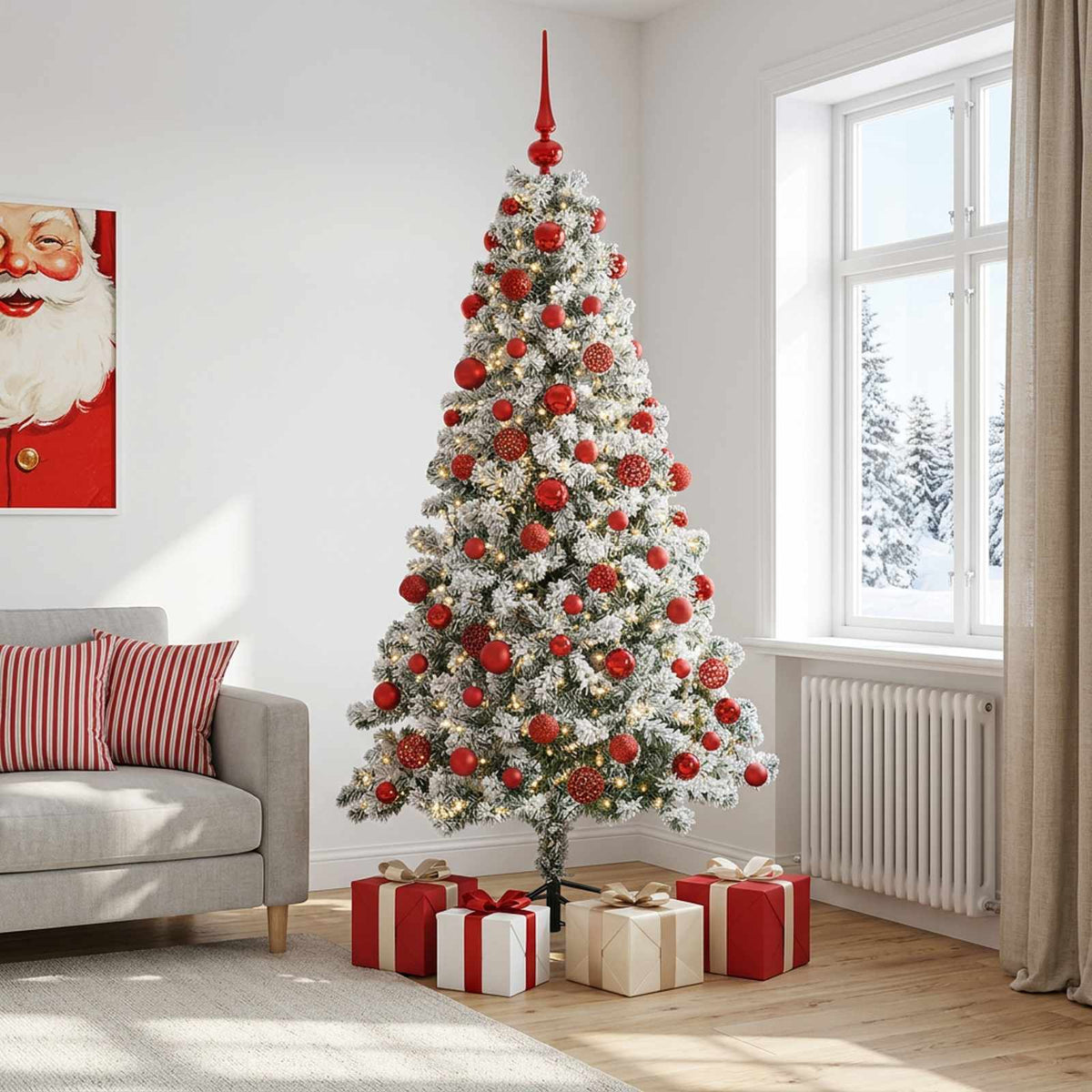 vidaXL Artificial Christmas Tree with Bauble 180 cm 300 LEDs
