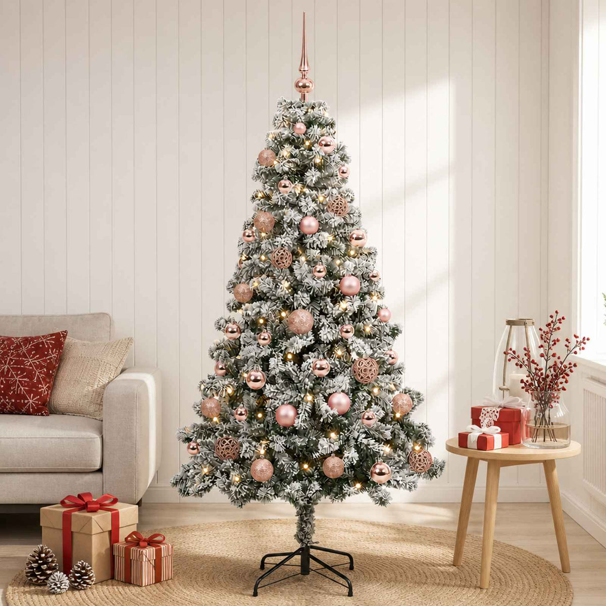 vidaXL Artificial Christmas Tree with Bauble 150 cm 150 LEDs