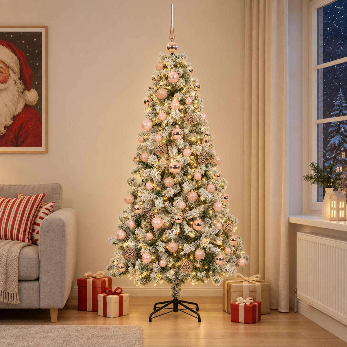 vidaXL Artificial Christmas Tree with Bauble 240 cm 300 LEDs