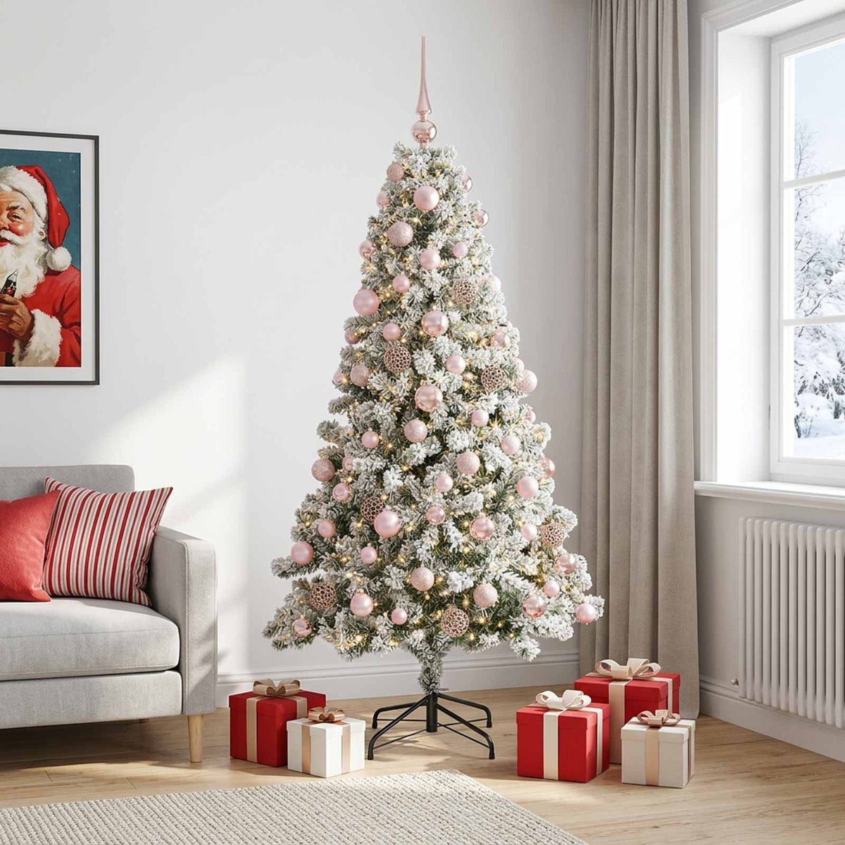vidaXL Artificial Christmas Tree with Bauble 180 cm 300 LEDs